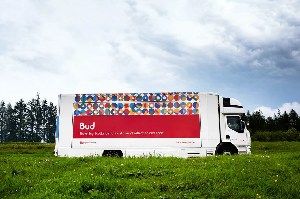 Bud truck showing brand and personalised logos